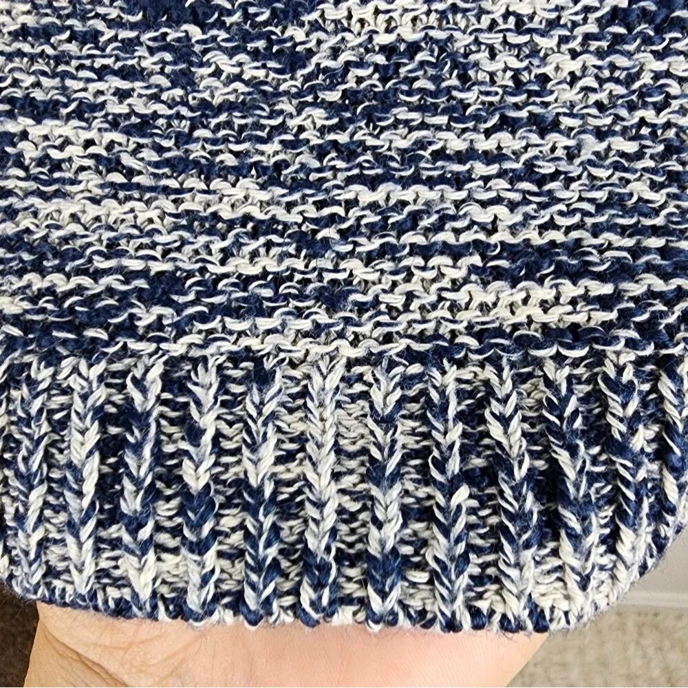 J.Crew Blue White Marbled Cotton Acrylic Sweater Size M